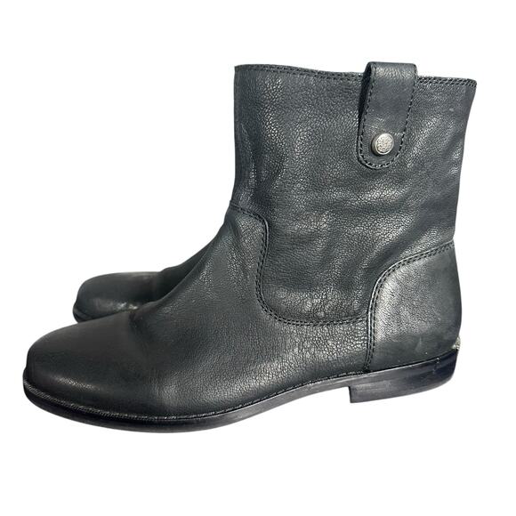Arturo Chiang Black Leather Slouchy Ankle Boots - Size 7 - Picture 6 of 11